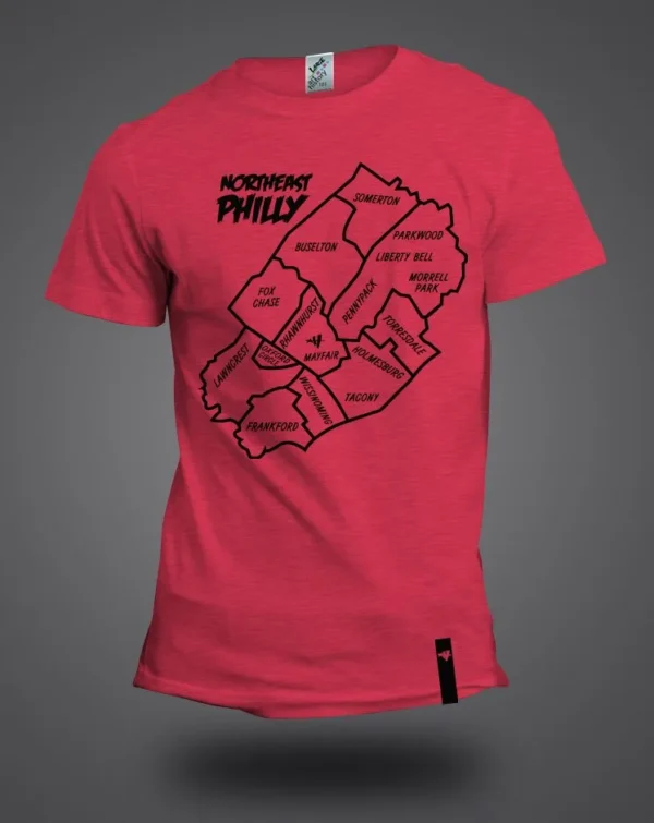 Northeast Philly Map Shirt (Heather Red)