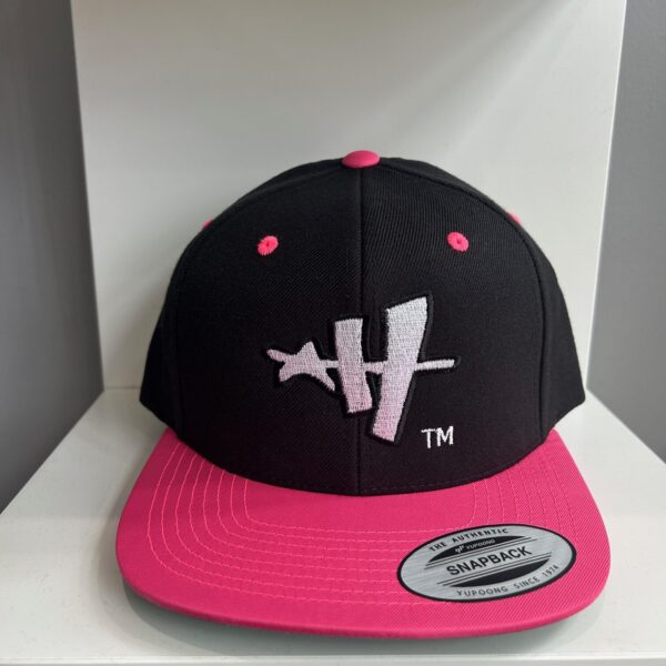 Star H Snapback (Black, White & Neon Pink)