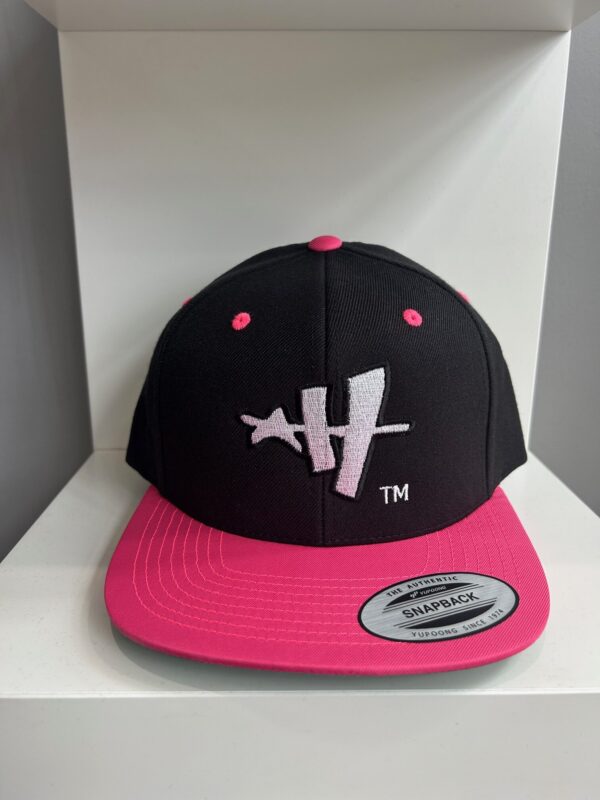 Star H Snapback (Black, White & Neon Pink)