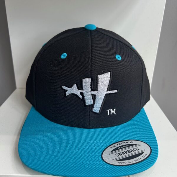 Star H Snapback (Black, White & Teal Blue)