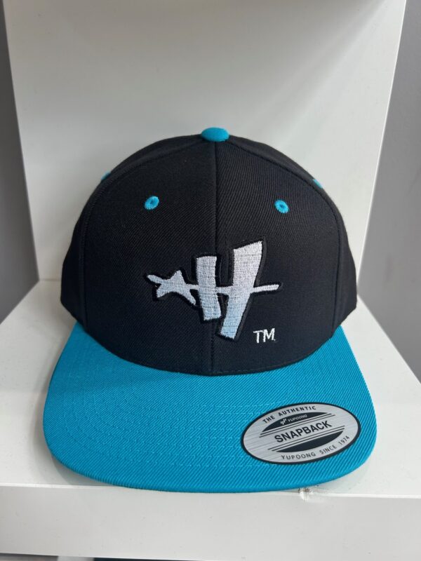 Star H Snapback (Black, White & Teal Blue)